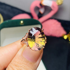 Gorgeous Ametrine 925 Silver Ring with Colored Gems