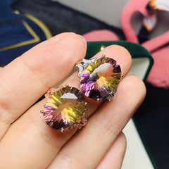 Gorgeous Ametrine 925 Silver Ring with Colored Gems