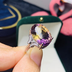 Gorgeous Ametrine 925 Silver Ring with Colored Gems